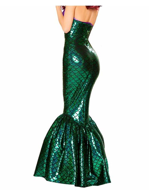 KSHUN Women's Sexy Wet Look Mermaid Costume Halloween Cosplay Mermaid Dress