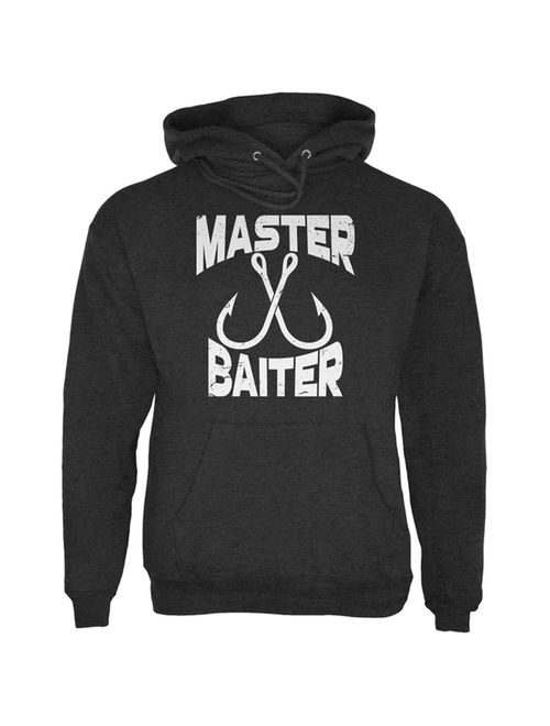 Master Baiter Fishing Joke Mens Hoodie Charcoal Heather LG