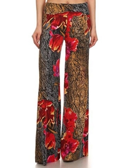 Yelete Women's High Waist Wide Leg Palazzo Pants with Foldover Waist Band