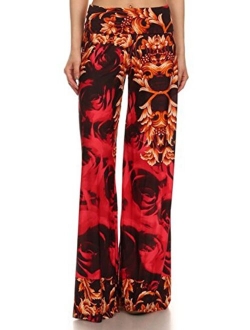 Yelete Women's High Waist Wide Leg Palazzo Pants with Foldover Waist Band