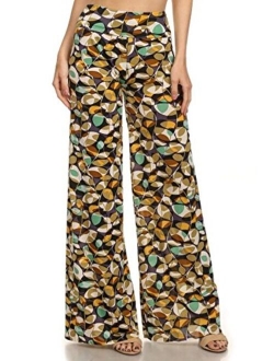 Yelete Women's High Waist Wide Leg Palazzo Pants with Foldover Waist Band