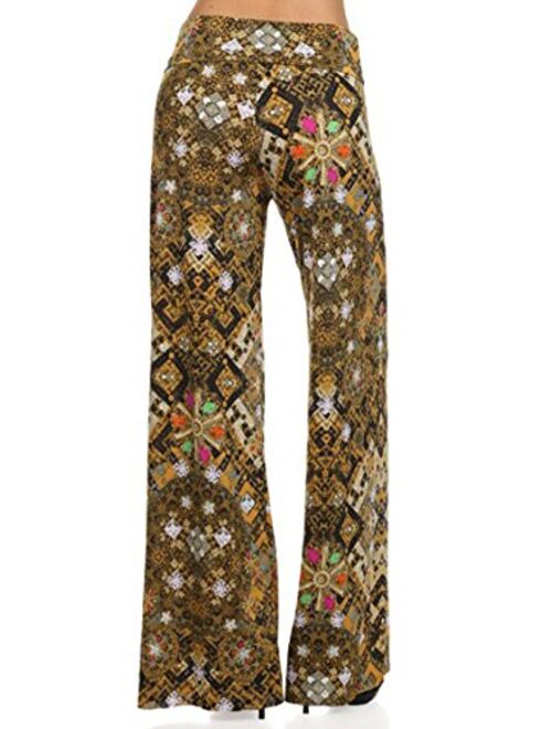 Yelete Women's High Waist Wide Leg Palazzo Pants with Foldover Waist Band