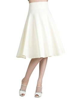 CHOiES record your inspired fashion Women's Pink/BlackBlue/White Solid High Waist Midi Skirt (10 Colors)