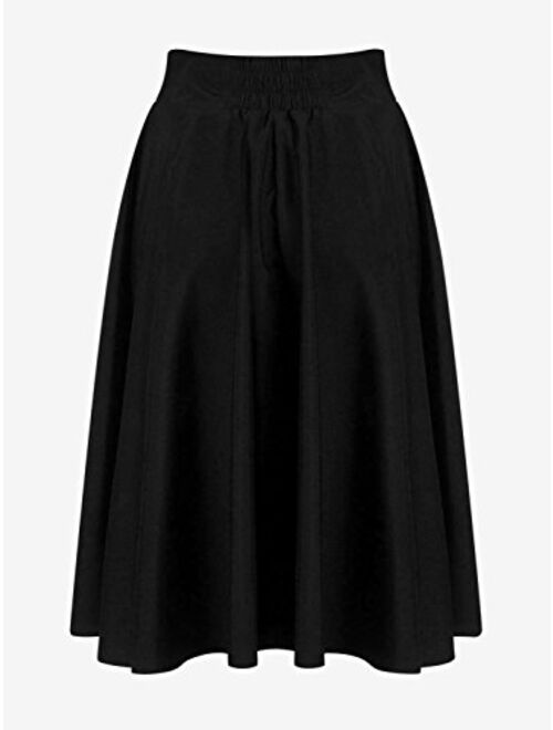 CHOiES record your inspired fashion Women's Pink/BlackBlue/White Solid High Waist Midi Skirt (10 Colors)