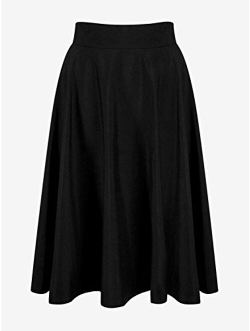 CHOiES record your inspired fashion Women's Pink/BlackBlue/White Solid High Waist Midi Skirt (10 Colors)