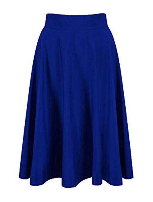 CHOiES record your inspired fashion Women's Pink/BlackBlue/White Solid High Waist Midi Skirt (10 Colors)