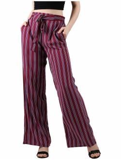 Ma Croix Womens Premium Palazzo Linen Pants Comfort Relaxed Fit Wide Opening Trouser