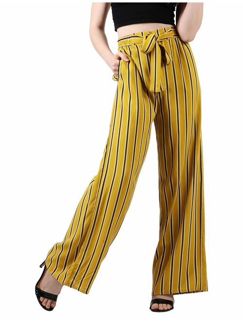 Ma Croix Womens Premium Palazzo Linen Pants Comfort Relaxed Fit Wide Opening Trouser