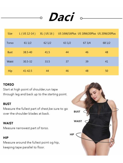 Daci Plus Size Swimsuit for Women One Piece Ruched Flounce Lace Up Bathing Suit