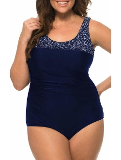 Caribbean Sand Ruched Plus Size One Piece Swimsuit for Women with Tummy Control