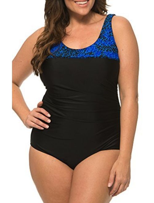 Caribbean Sand Ruched Plus Size One Piece Swimsuit for Women with Tummy Control