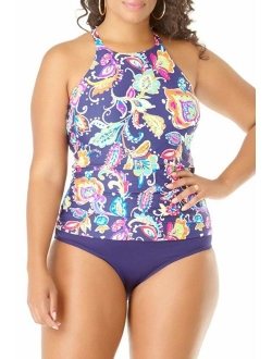 Women's Plus-Size High Neck Tankini Swim Top