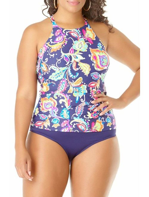 Anne Cole Women's Plus-Size High Neck Tankini Swim Top