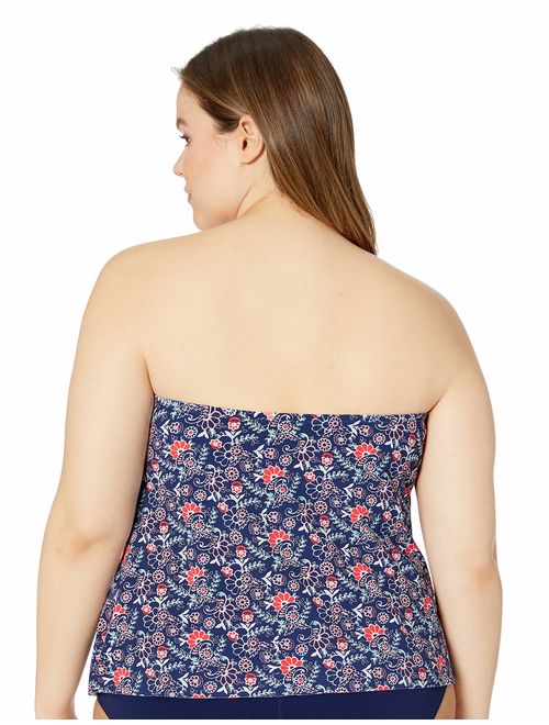 24th & Ocean Women's Plus Size Retro Bandeau Handkerchief Tankini Swimsuit Top