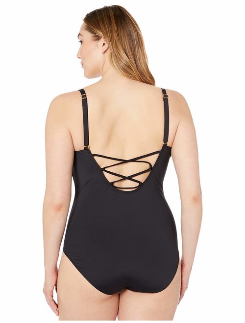 La Blanca Women's Plus Size Island Goddess Strappy Convertible One Piece Swims