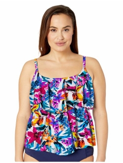 Women's Plus-Size 2-Tiered Ruffle Tankini Swimsuit Top