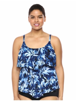 Women's Plus-Size 2-Tiered Ruffle Tankini Swimsuit Top