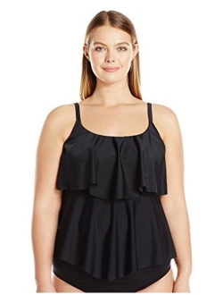 Women's Plus-Size 2-Tiered Ruffle Tankini Swimsuit Top