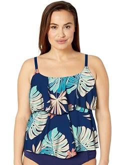 Women's Plus-Size 2-Tiered Ruffle Tankini Swimsuit Top