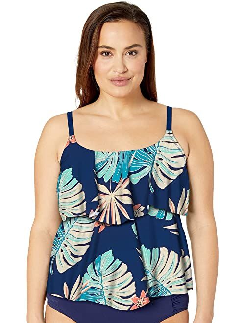 Maxine Of Hollywood Women's Plus-Size 2-Tiered Ruffle Tankini Swimsuit Top