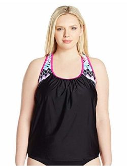 Women's Plus Size Pow Wow Action 2-for-1 Sporty Swimsuit Tankini Top