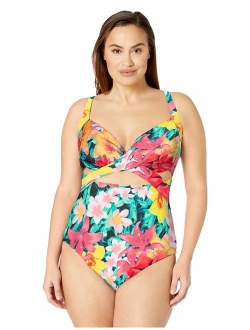 Sunsets Women's Sasha Plus Size Crossover One Piece Swimsuit with Power Mesh