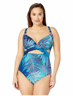 Sunsets Women's Sasha Plus Size Crossover One Piece Swimsuit with Power Mesh