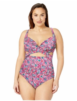 Sunsets Women's Sasha Plus Size Crossover One Piece Swimsuit with Power Mesh