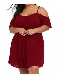 Yskkt Womens Plus Size Swimwear Cover Ups Swimsuit Cold Shoulder Bathing Suits Beach Dress Swimdress