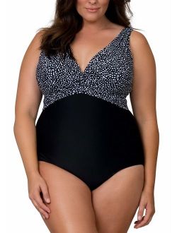 Caribbean Sand Knotted Plus Size One Piece Swimsuit for Women with Tummy Control