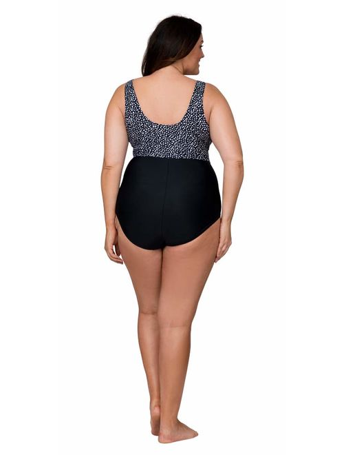 Caribbean Sand Knotted Plus Size One Piece Swimsuit for Women with Tummy Control