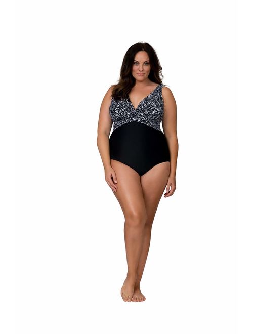 Caribbean Sand Knotted Plus Size One Piece Swimsuit for Women with Tummy Control