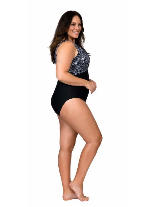 Caribbean Sand Knotted Plus Size One Piece Swimsuit for Women with Tummy Control