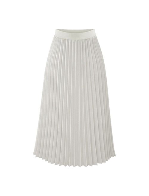 TEERFU Womens Ladies Summer Boho Flared Pleated Skirt A-line Midi Skirts