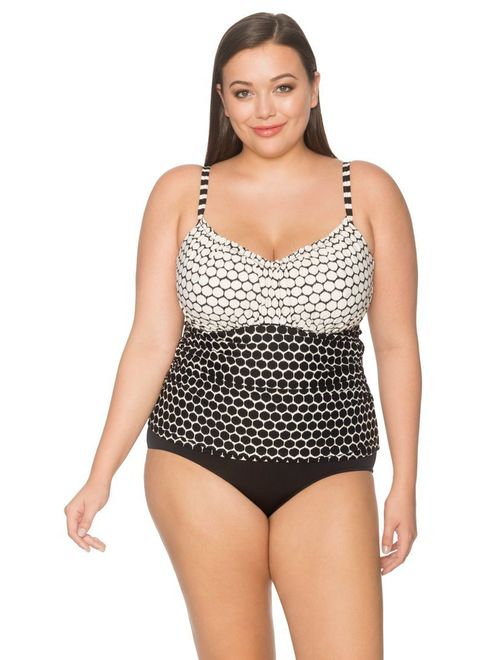 Sunsets Women's Plus-Size Sweetheart Shirred Tankini with Foam and Underwire