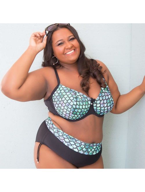 Mermaid Bikini Top Blue Green Plus Size Swimsuit Bathing Suit Two Piece