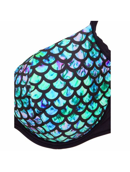 Mermaid Bikini Top Blue Green Plus Size Swimsuit Bathing Suit Two Piece