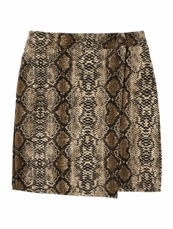 Women's Snakeskin Print Asymmetrical Hem Bodycon Mini Skirt