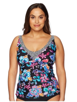 24th & Ocean Women's Plus Size Over The Shoulder Tankini Swimsuit Top