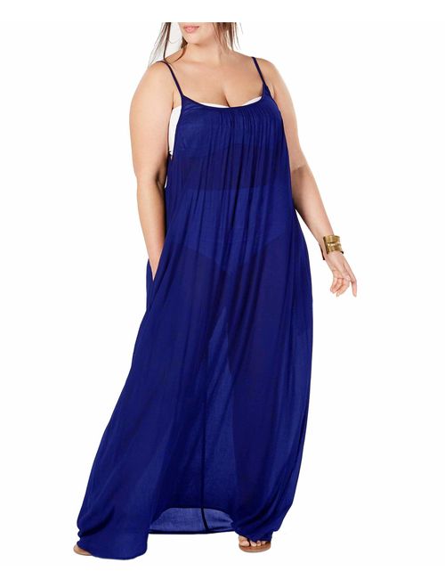 Womens Plus Size Maxi Cover Ups Beach Dresses Spaghetti Strap Backless Coverups Swimwear