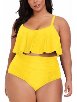 Sovoyontee Women's 2 Piece Plus Size High Waisted Swimsuit Bathing Suit