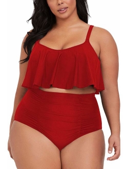 Sovoyontee Women's 2 Piece Plus Size High Waisted Swimsuit Bathing Suit