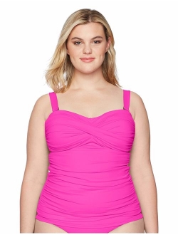 Women's Plus-Size Twist Front Bandeau Tankini Swim Top