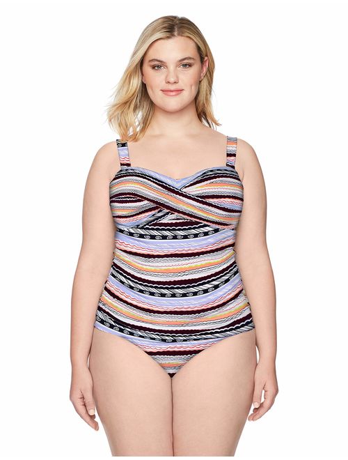 Anne Cole Women's Plus-Size Twist Front Bandeau Tankini Swim Top