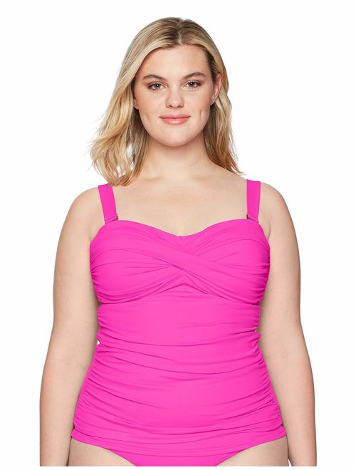 Anne Cole Women's Plus-Size Twist Front Bandeau Tankini Swim Top