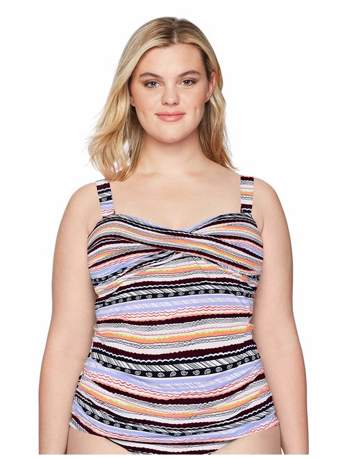 Anne Cole Women's Plus-Size Twist Front Bandeau Tankini Swim Top