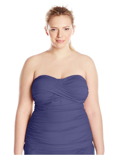 Anne Cole Women's Plus-Size Twist Front Bandeau Tankini Swim Top