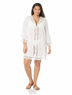 Women's Plus Size Lace V-Neck Tunic Dress