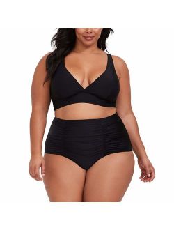 Sovoyontee Women's 2 Piece Plus Size High Waisted Swimsuit Bathing Suit