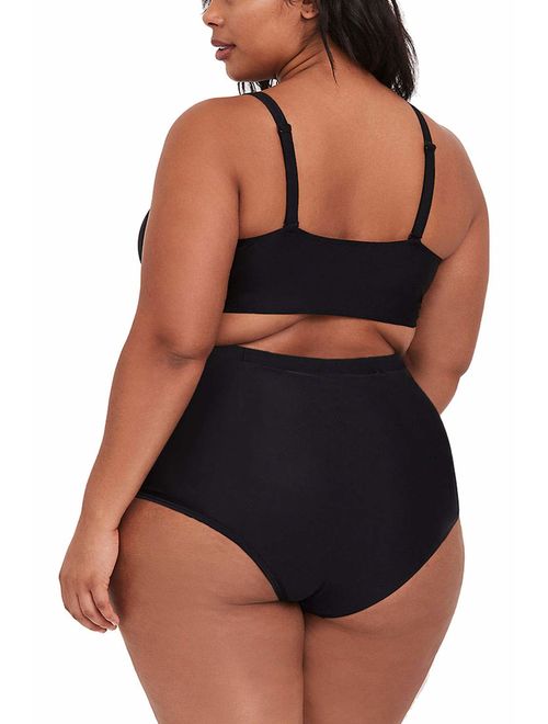 Sovoyontee Women's 2 Piece Plus Size High Waisted Swimsuit Bathing Suit